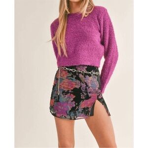 SAGE THE LABEL Celinda Fuzzy Sweater in Magenta, Size Small